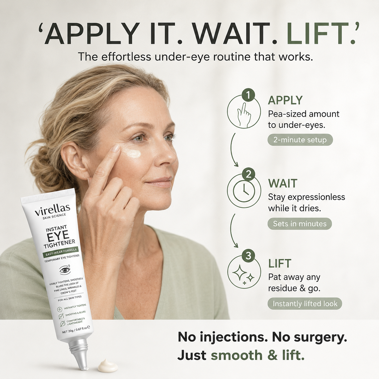 𝐕𝐢𝐫𝐞𝐥𝐥𝐚𝐬™ 𝐈𝐧𝐬𝐭𝐚𝐧𝐭 𝐄𝐲𝐞 𝐓𝐢𝐠𝐡𝐭𝐞𝐧𝐞𝐫 | Smooth & Firm Under Eyes